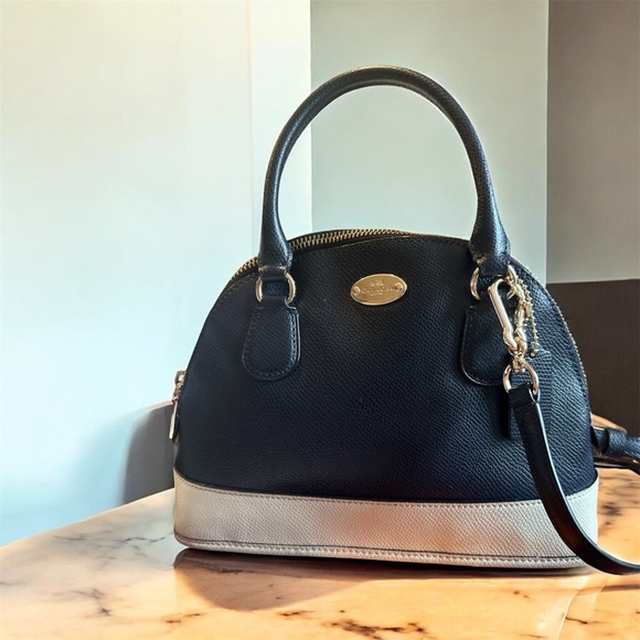 COACH MINI CORA DOMED SATCHEL/CROSSBODY F34517 MIDNIGHT/CHALK - Picture 5 of 9